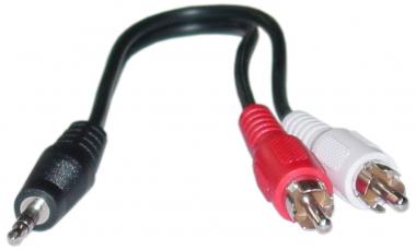 6"  3.5mm Plug to (2) RCA Plugs
