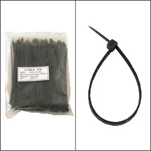 Image of 8" BLACK Nylon Cable Tie - 100 pack