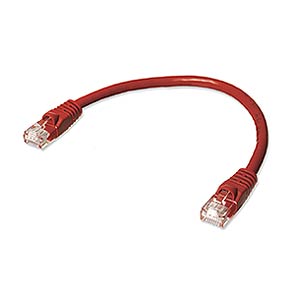 6" RED CAT5E UTP Cable with Boots