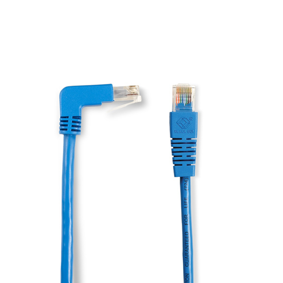 10 ft. CAT5E 90 Down to Straight - BLUE