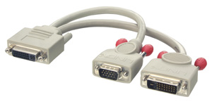 8" DVI-I F to DVI-D M + VGA Male Y Cable