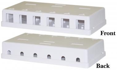 6-port SurfaceMount Box w/C5E Jack-WHITE