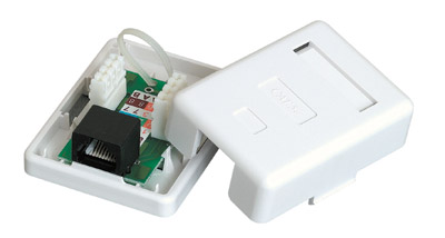1-port SurfaceMount Box w/C5E Jack-WHITE